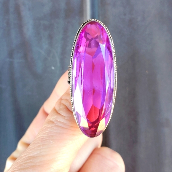 New Amazing Oversized Iolite 925 Silver Statement Ring. - Picture 11 of 13